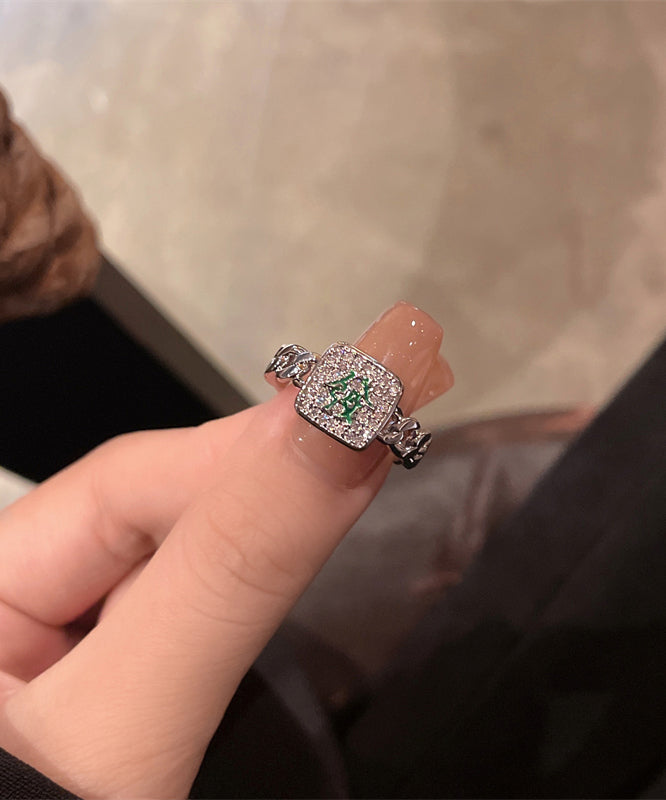 Zircon Alloy Stylish Set Mahjong Rings Two-Piece