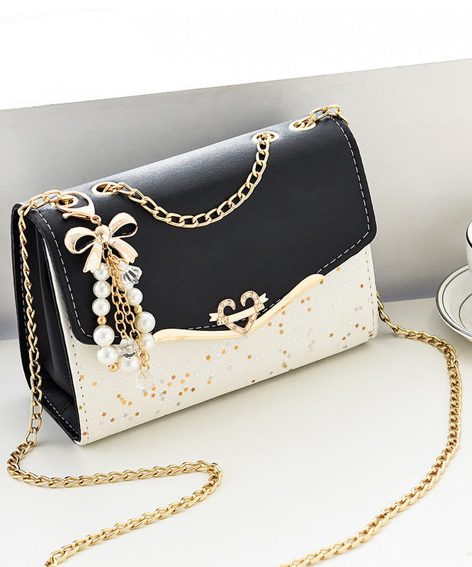 Flap Leather Beige Linked Bag Chain Faux Stylish