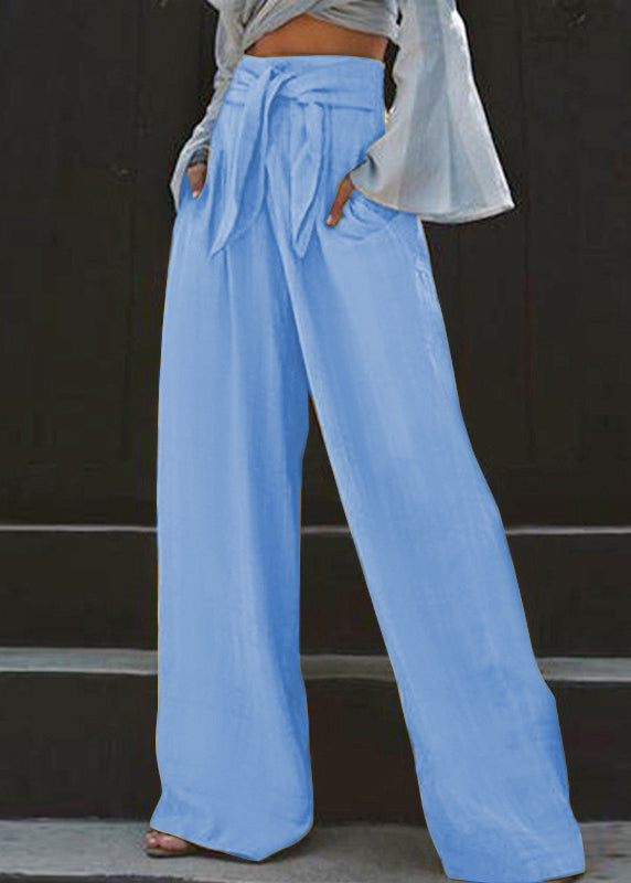 Wide High Stylish Pockets Yellow Leg Waist Summer Pants