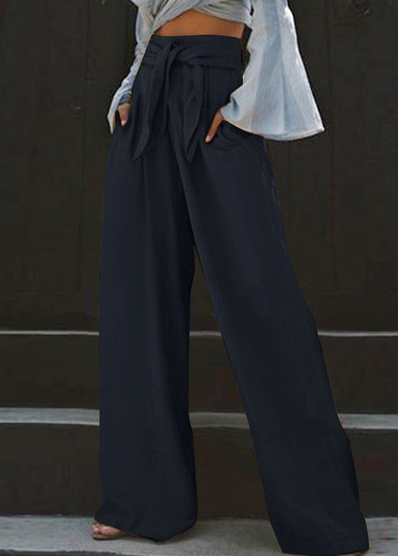 Wide High Stylish Pockets Yellow Leg Waist Summer Pants