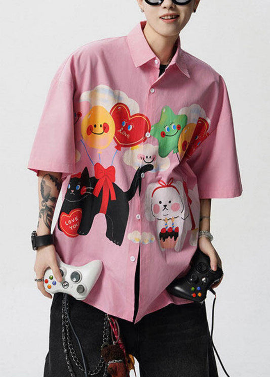 Pan Shirts Collar Print Mens Yellow Peter Half Cotton Button Stylish Sleeve