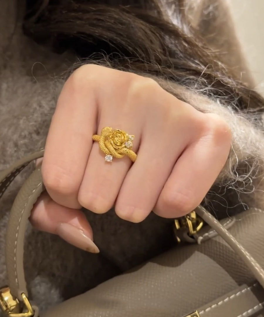 Snake Silver Sterling Rose And Rings Gold Unique Overgild Zircon