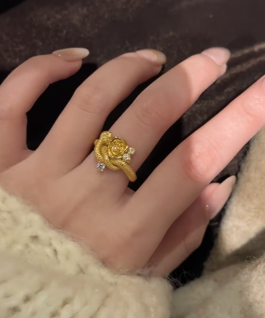 Snake Silver Sterling Rose And Rings Gold Unique Overgild Zircon