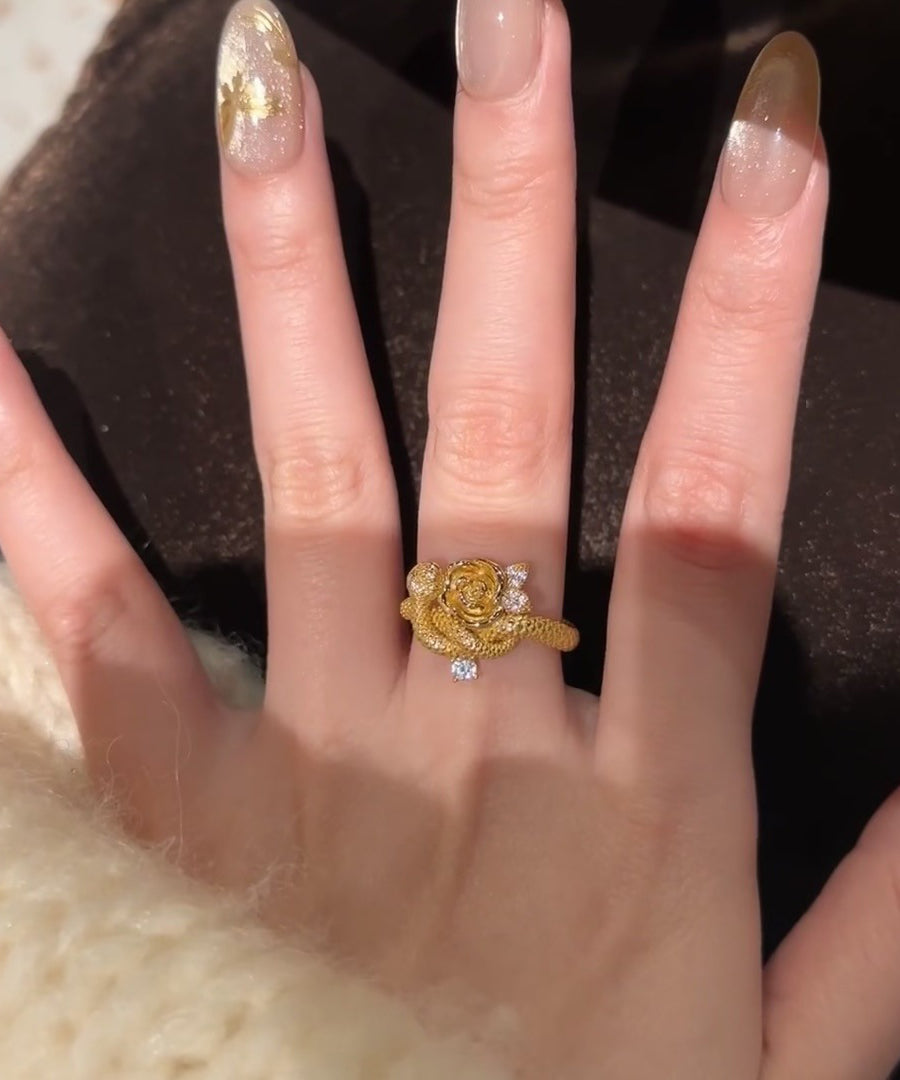 Snake Silver Sterling Rose And Rings Gold Unique Overgild Zircon