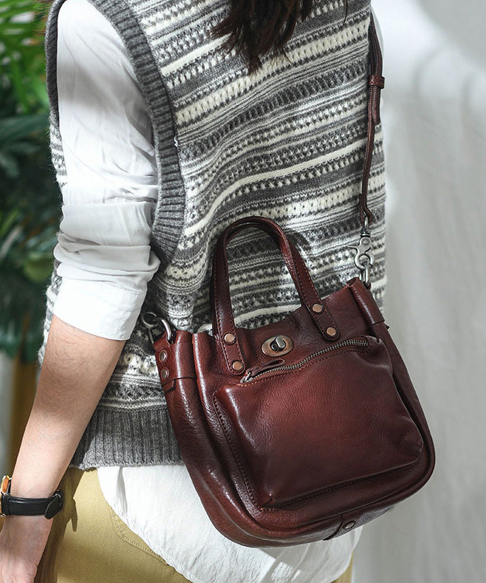 Micro CrossBody Orange Unique Durable Solid Leather Bag