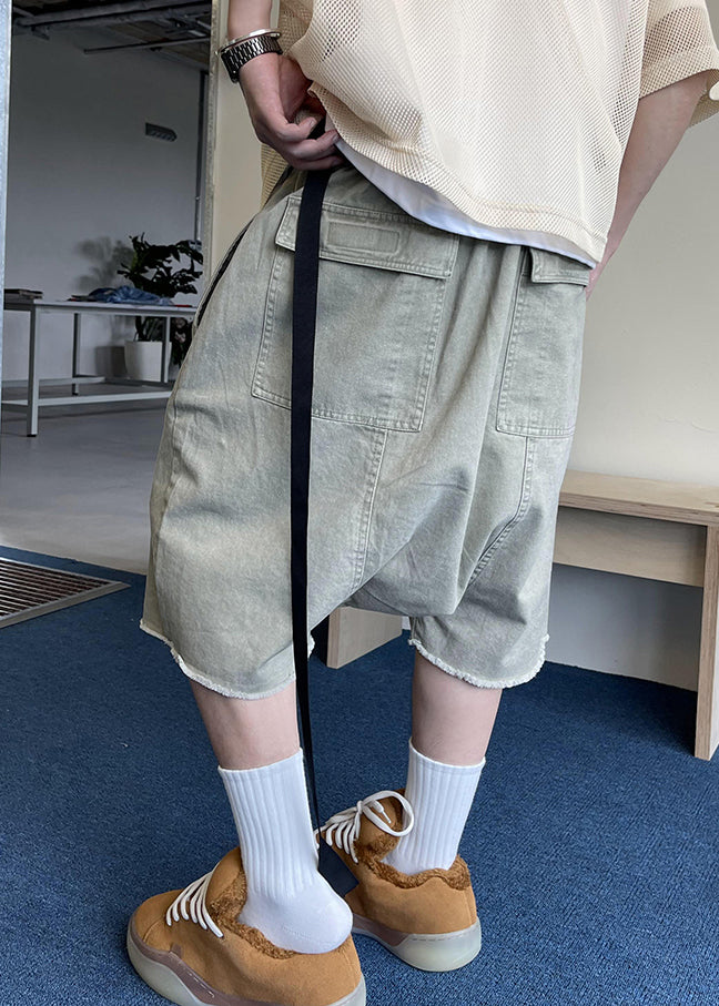 Elastic Mens Waist Pockets Shorts Blue Summer Vintage Denim