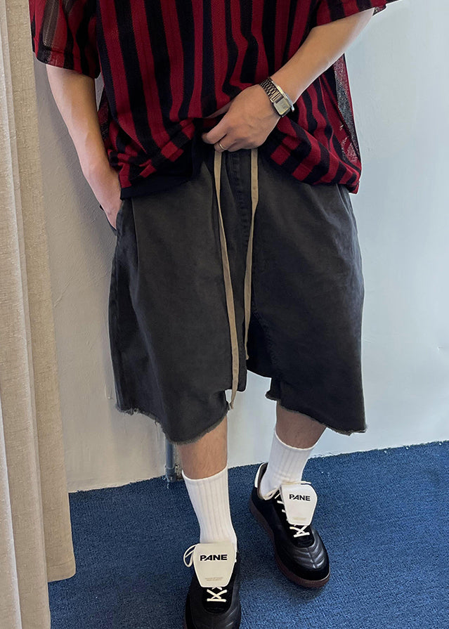 Elastic Mens Waist Pockets Shorts Blue Summer Vintage Denim