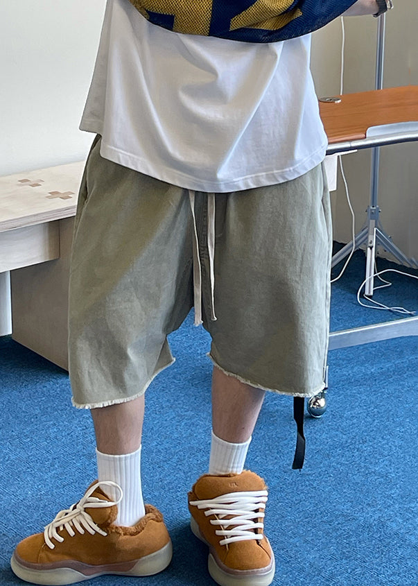 Elastic Mens Waist Pockets Shorts Blue Summer Vintage Denim