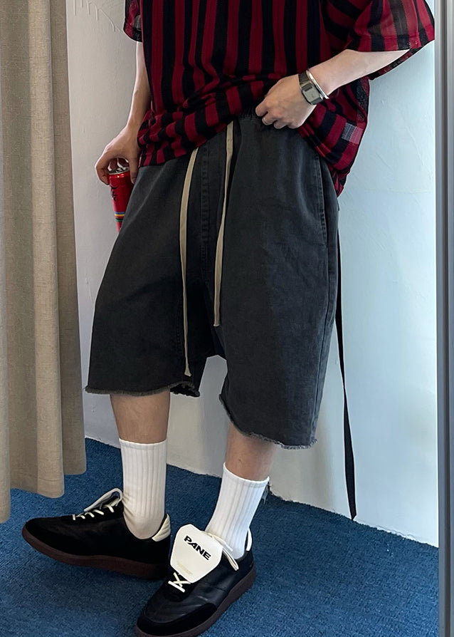 Elastic Mens Waist Pockets Shorts Blue Summer Vintage Denim