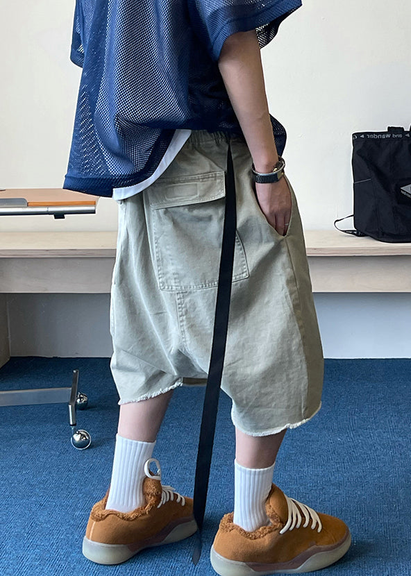 Elastic Mens Waist Pockets Shorts Blue Summer Vintage Denim