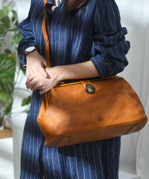 Vintage Large Tote Handbag Brown Leather Capacity
