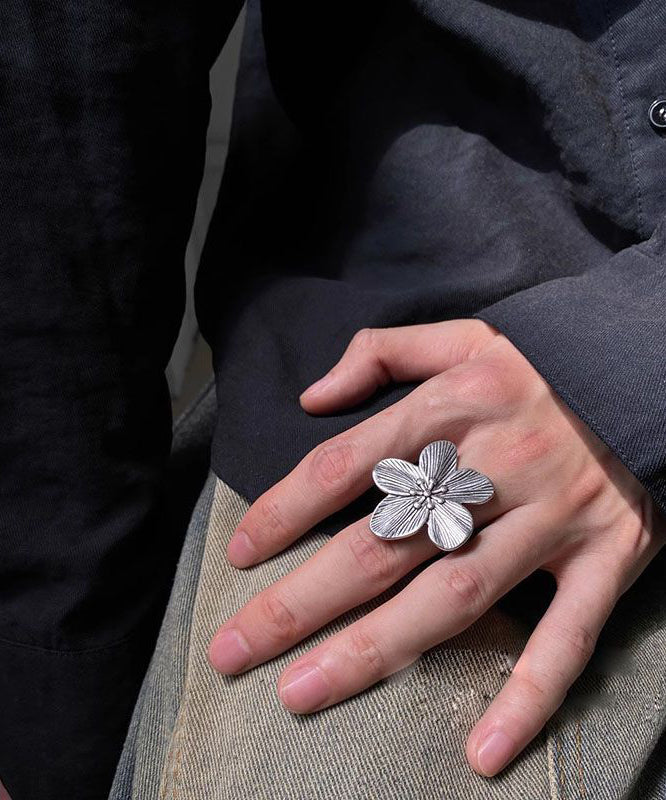 Floral Rings Vintage Two-Piece Metal Open Set