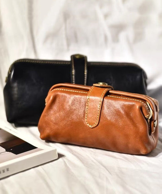 Solid Vintage Leather Durable Clutch