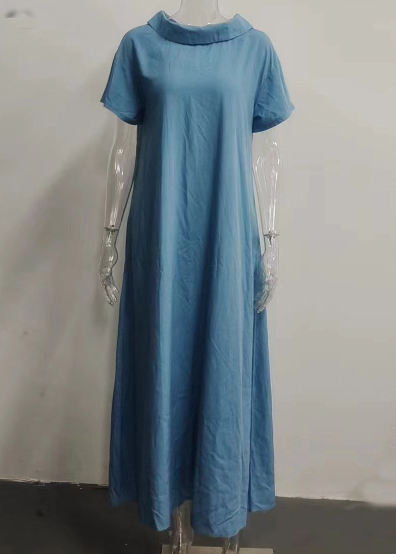 Neck Solid Women Pink Patchwork Dresses Long Turtle Vacation