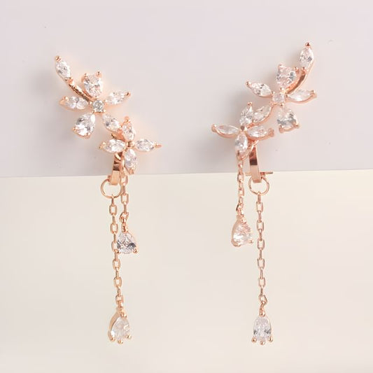 Stud Rhinestone Clip-On / Earrings Floral