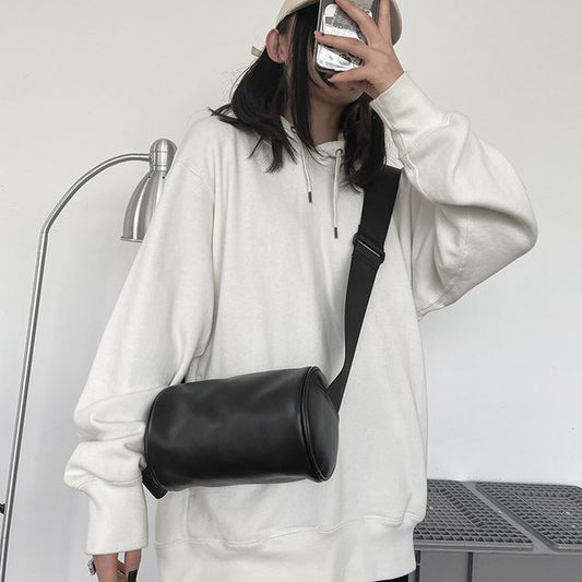 Plain Crossbody Leather Bag Faux