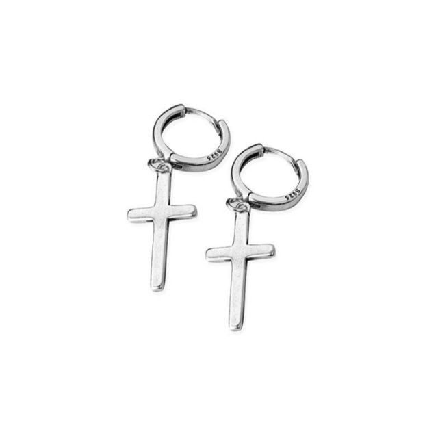 Cross Earring Dangle Sterling Silver