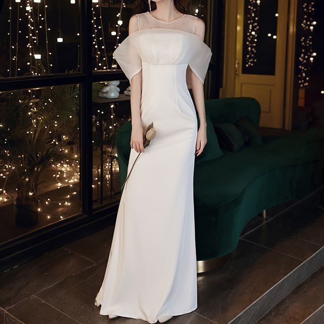 Sheath Cold Gown Evening Shoulder