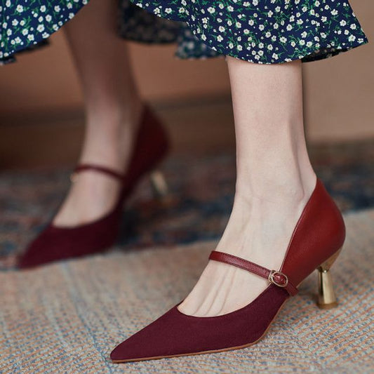 Jane Pumps Mary Stiletto Heel Pointy-Toe