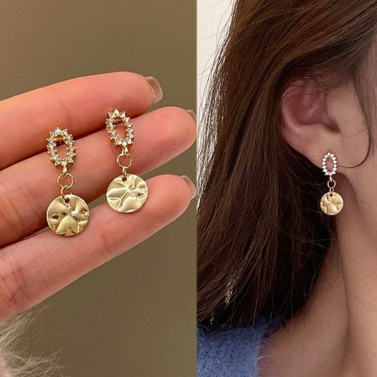Floral Drop / Rhinestone Clip-On Earring