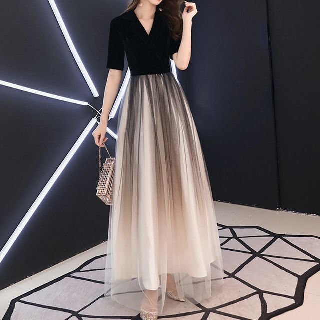 (Various Ombre Gown A-Line Evening Designs) Mesh