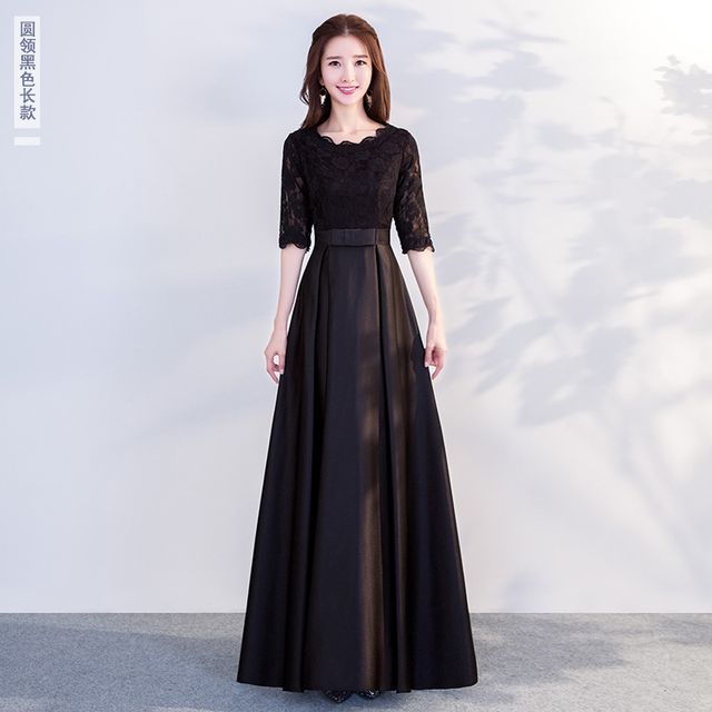 Gown Evening (Various A-Line Short-Sleeve Designs)