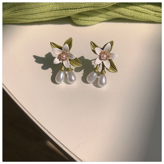 Necklace Flower Bracelet Stud / Earring Hook Pearl Faux