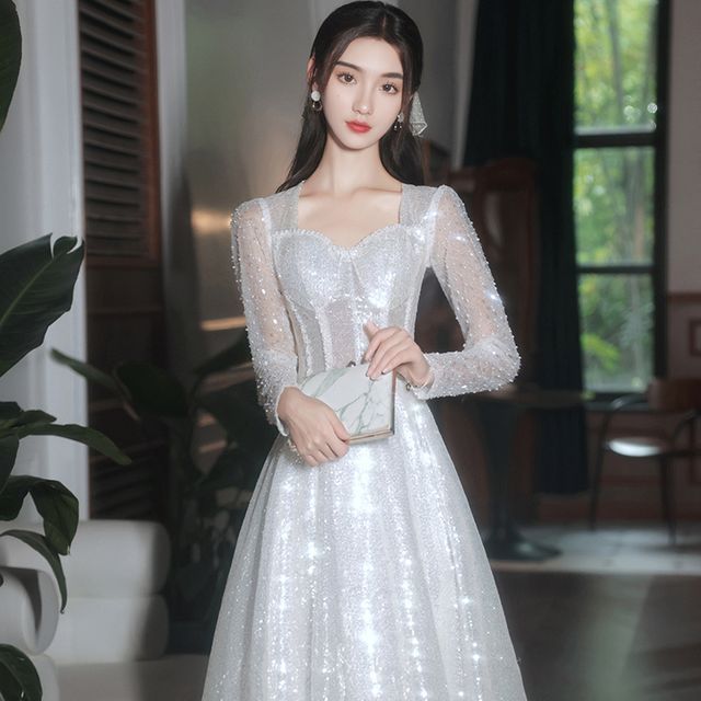A-Line Sequin Gown Evening