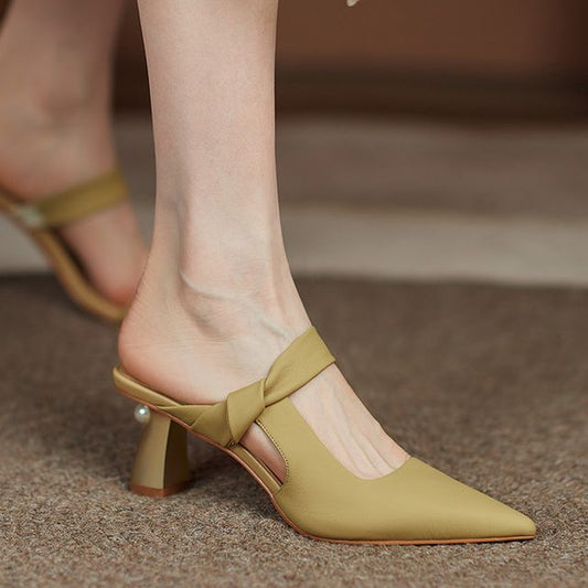 Chunky-Heel Mules Pointy-Toe