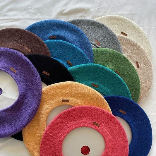 Beret Linen Hat Plain Cotton