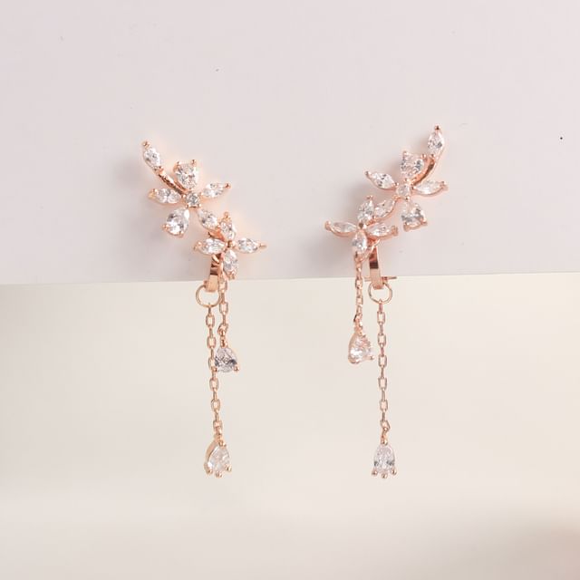 Stud Rhinestone Clip-On / Earrings Floral