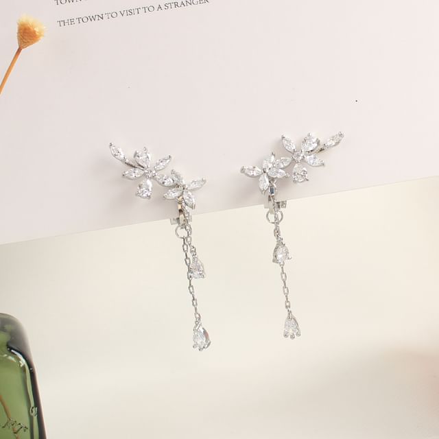 Stud Rhinestone Clip-On / Earrings Floral