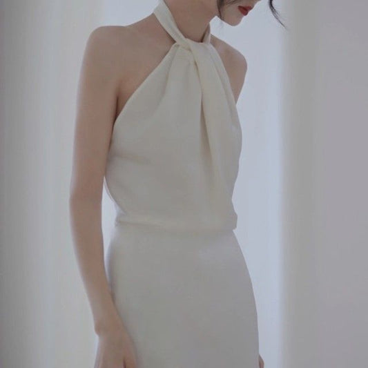 Wedding Halter A-Line Gown Backless