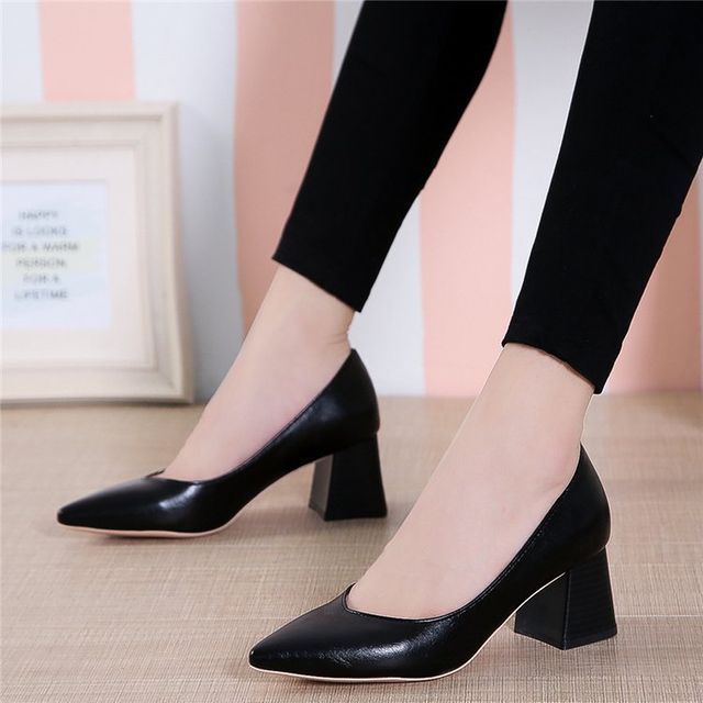 Pumps Pointy-Toe Chunky-Heel