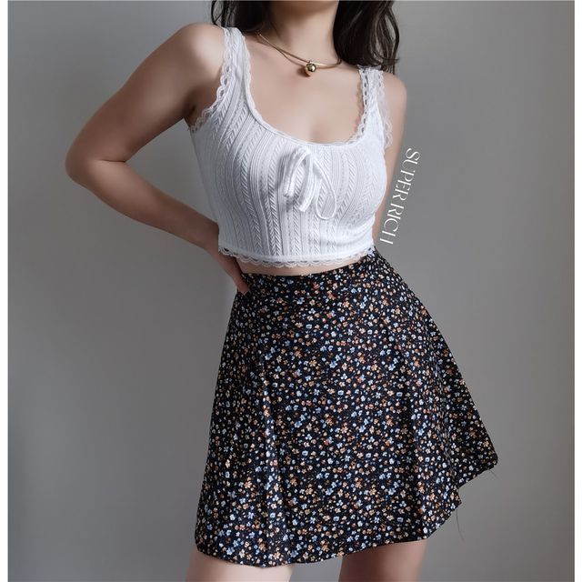 A-Line Mini Print Floral Skirt
