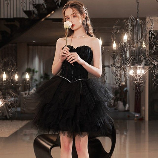 Strapless A-Line Mini Evening Dress