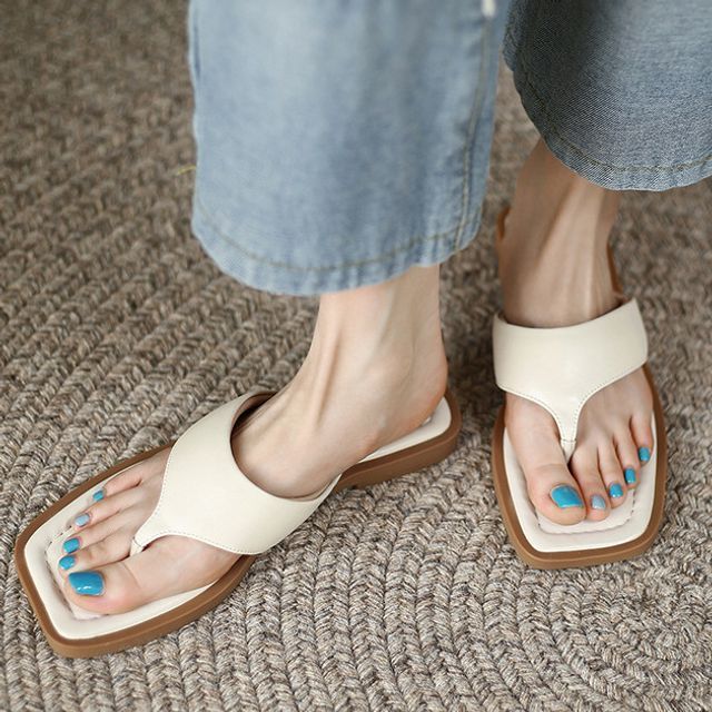 Square-Toe Flip-Flops