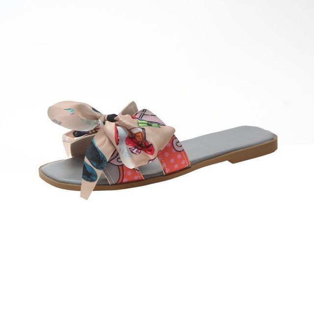 Flat Ribbon Slide Sandals