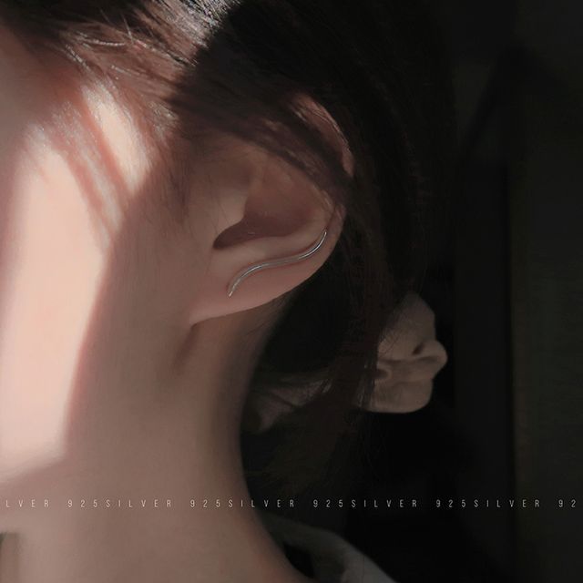 Through Earring Wave Pull Sterling Silver