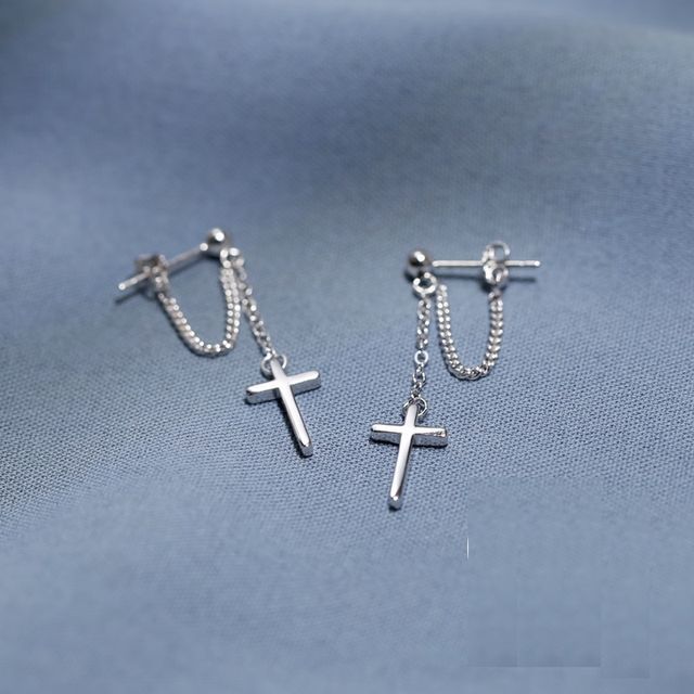 Drop Sterling Silver Earring Cross