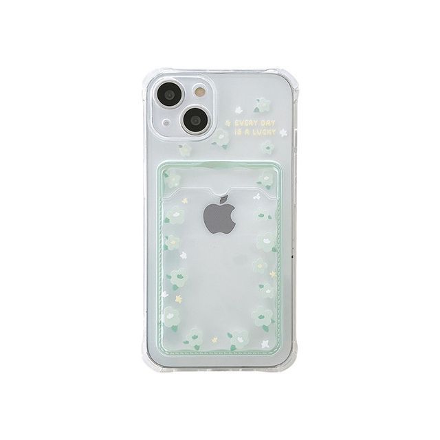 Phone Transparent Case Holder Flower Heart Print Card /