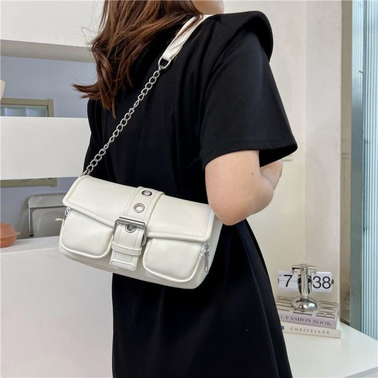 Buckled Shoulder Chain Strap Bag