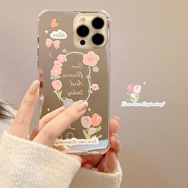 Case Flower Phone Mirrored