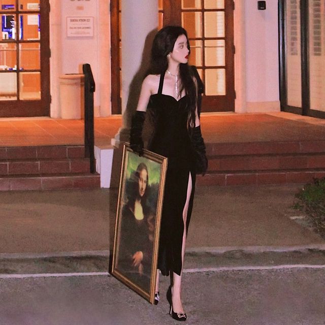 Spaghetti Strap Slit Midi Party Dress