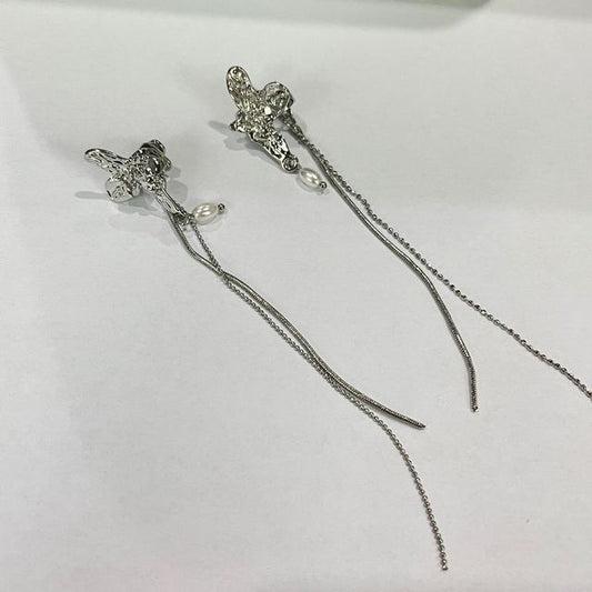 Fringed Clip-On Drop Shirred Earring