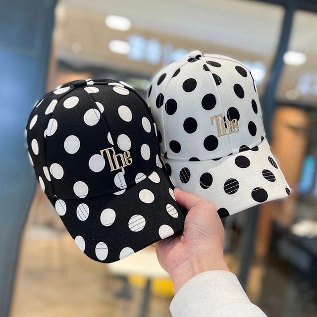 Lettering Polka Dot Embroidered Baseball Cap