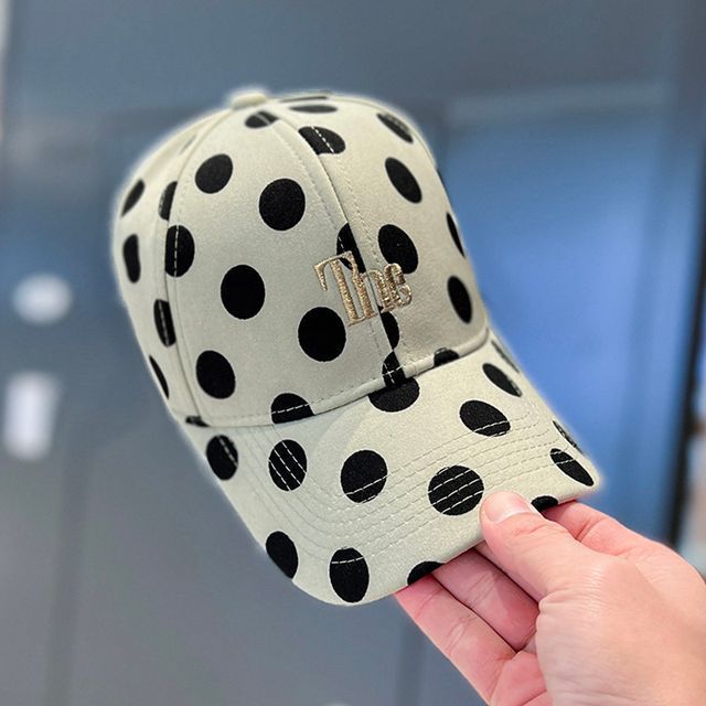 Lettering Polka Dot Embroidered Baseball Cap