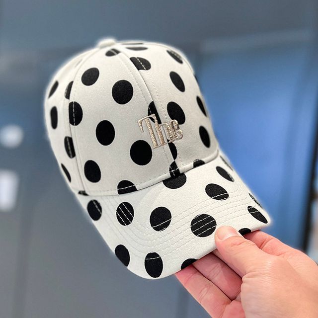 Lettering Polka Dot Embroidered Baseball Cap