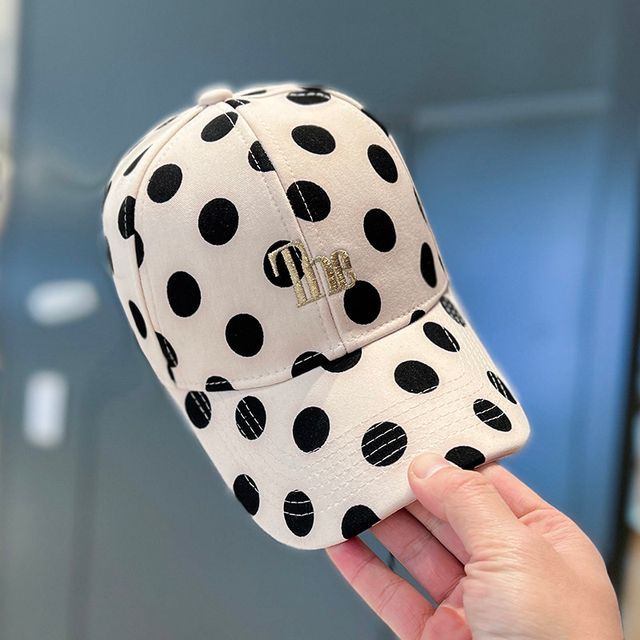 Lettering Polka Dot Embroidered Baseball Cap