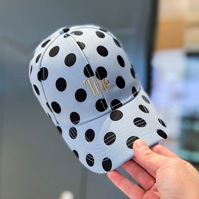 Lettering Polka Dot Embroidered Baseball Cap